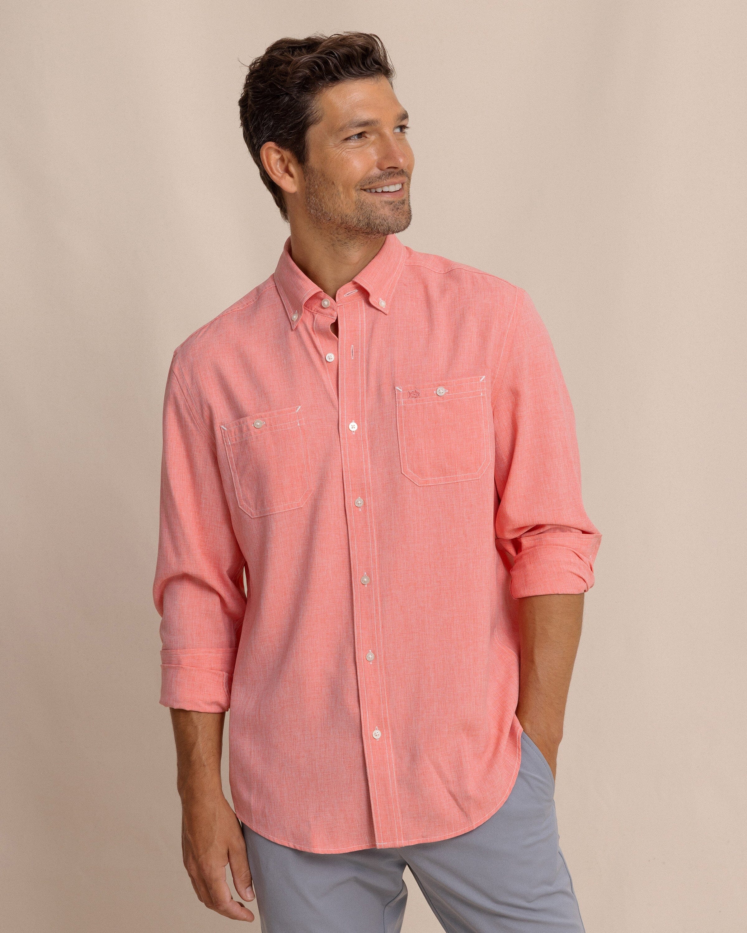 Southern Tide Dock Shirt - Sunkist Coral